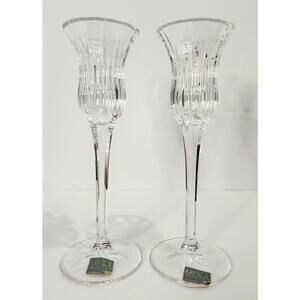 Mikasa Germany Crystal Bud Vases Pair – Fluted Trumpet, Wedding Bridal Décor